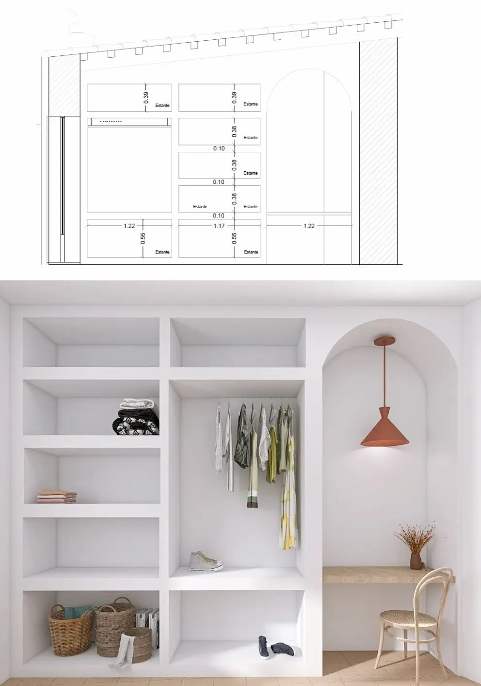 Custom Furniture autocad drawing and render artalgarve interiors