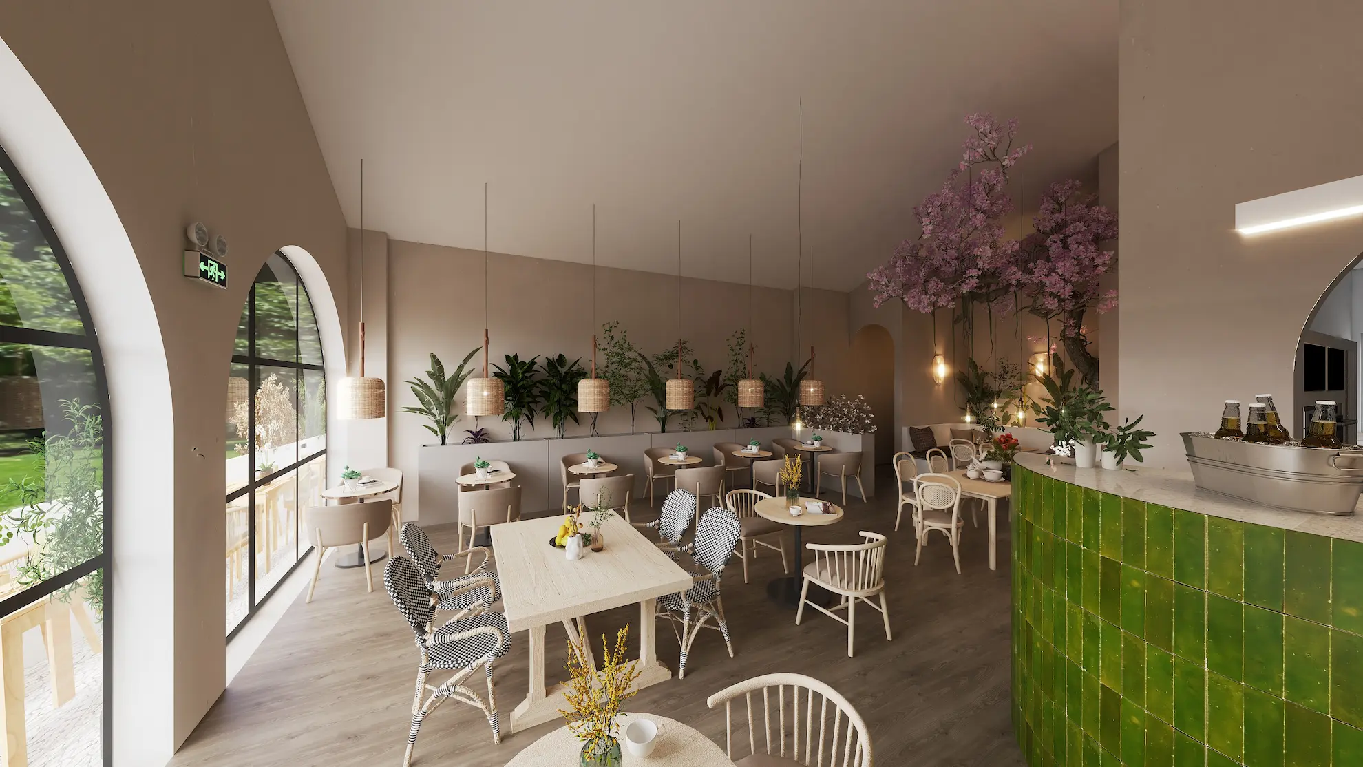 My Restaurant Design with Moroccan zellige bar