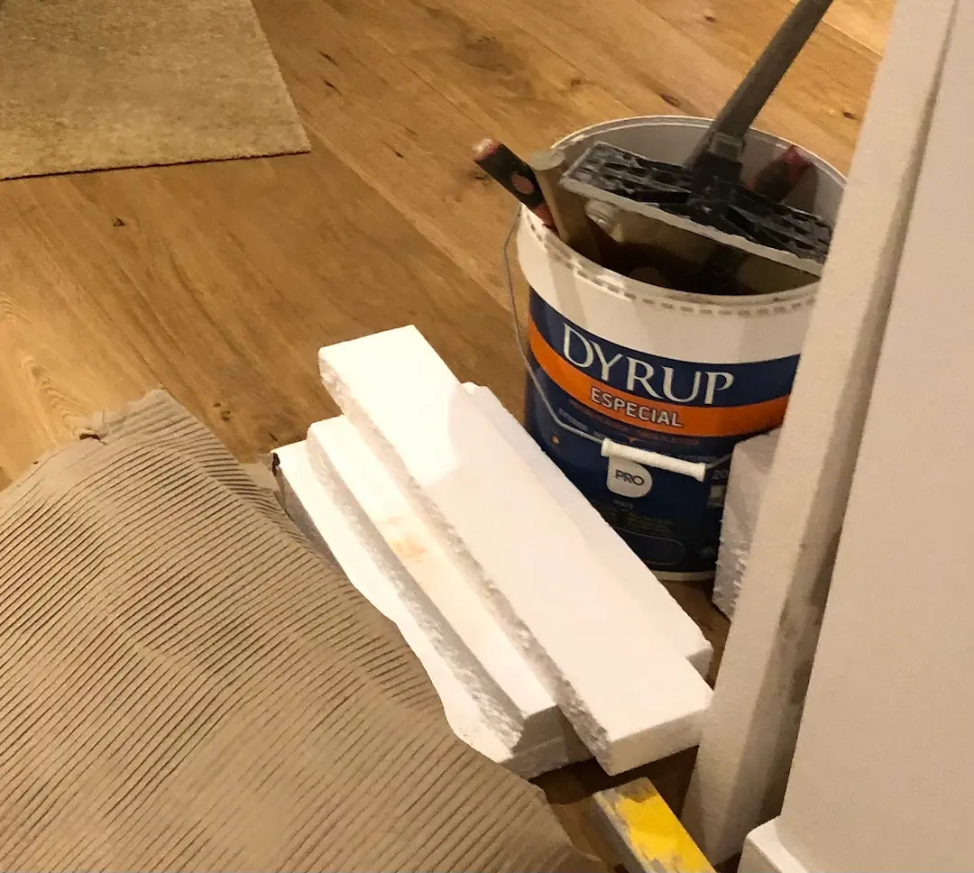 Paint bucket and stacked materials artalgarve interiors